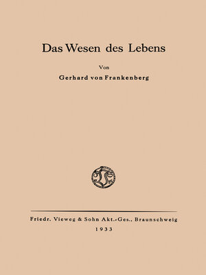 cover image of Das Wesen des Lebens